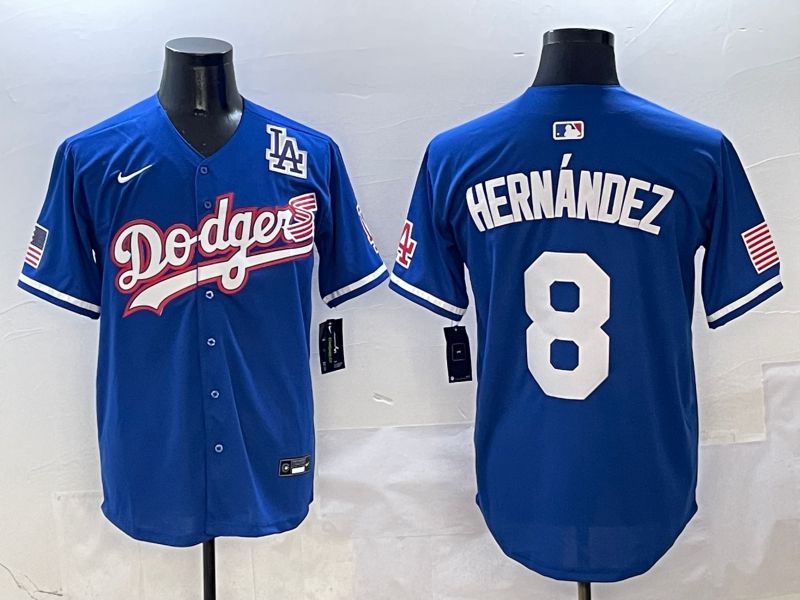 Men Los Angeles Dodgers #8 Hernandez Blue Second generation Joint Name Nike 2025 MLB Jersey style 9->los angeles dodgers->MLB Jersey